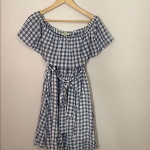 Anthropologie Gingham Off-the-Shoulder Dress